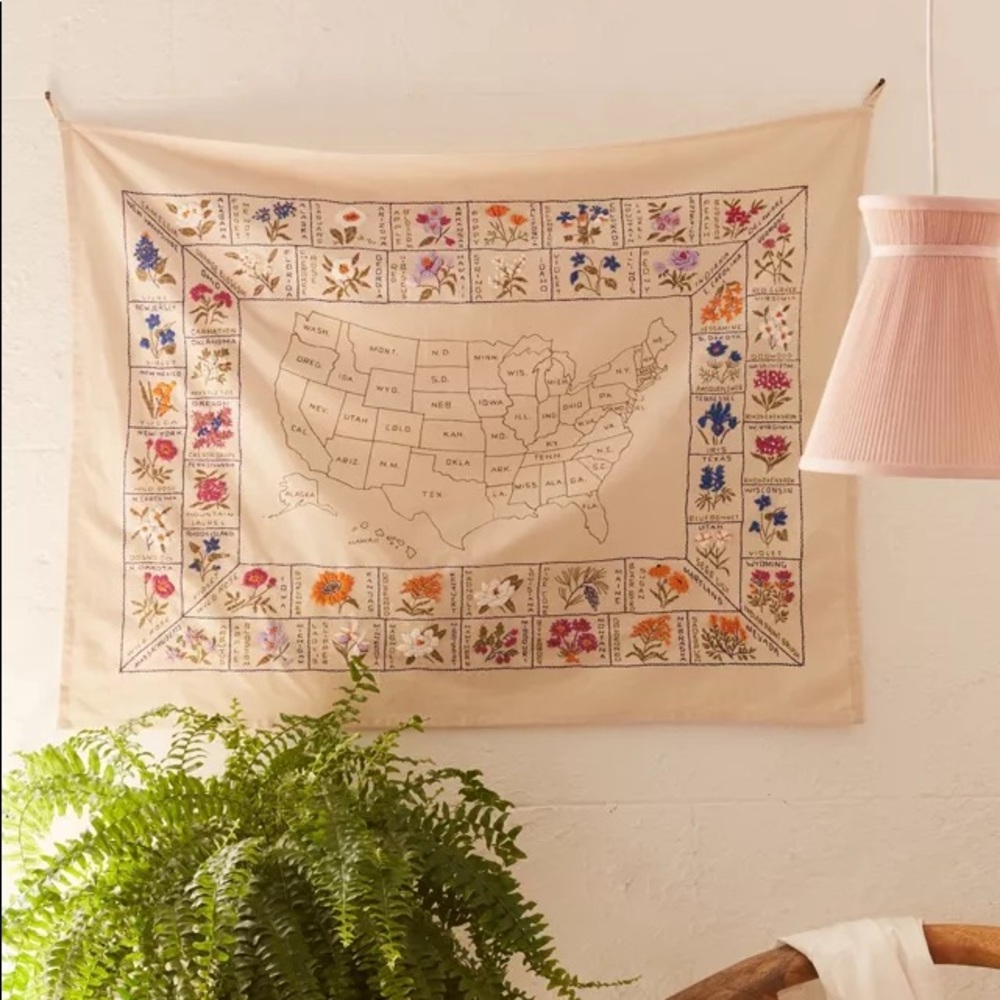 State flower embroidered tapestry